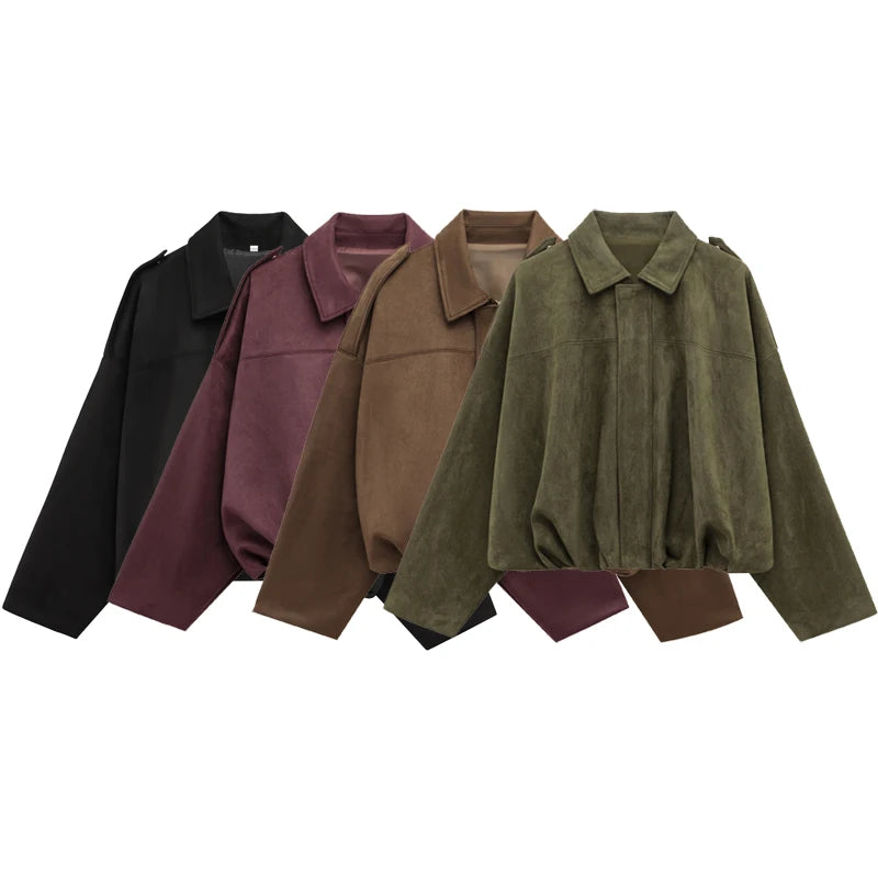 Women's Cropped Collar Zip Front Jacket for Layered Outfits
