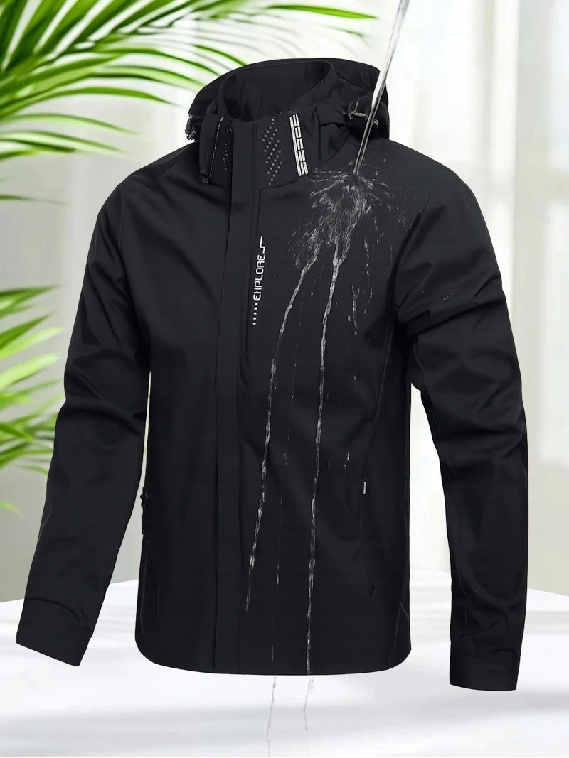Hooded Long Sleeve Full Zip Outdoor Hiking Jacket with Pockets