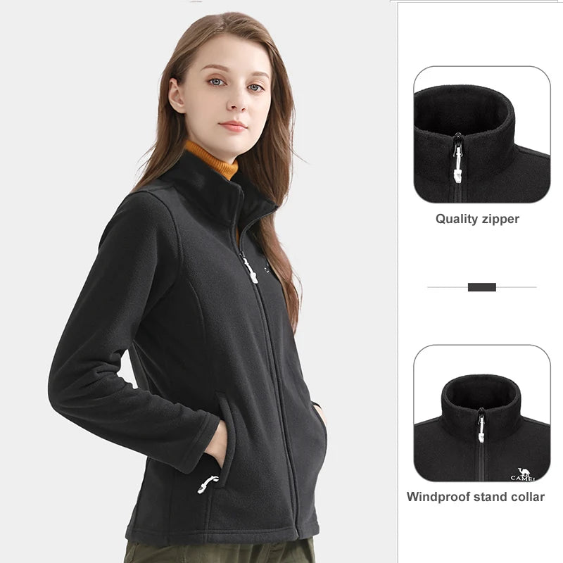 Long Sleeve Full Zip Fleece Outdoor Jacket with Pockets