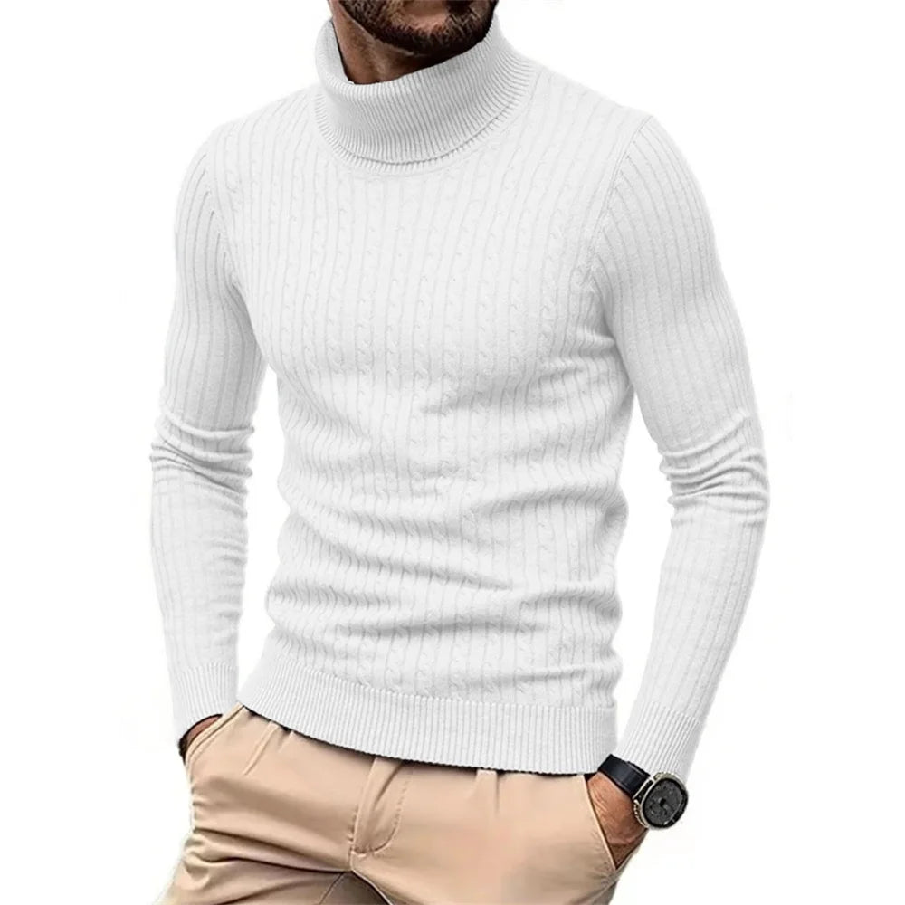 Men's Ribbed Turtleneck Long Sleeve Knit Sweater