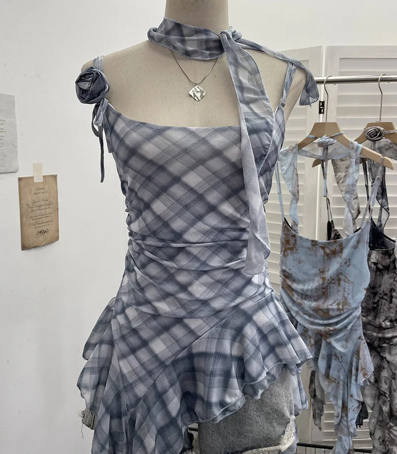 Women's Ruffled Polyester Camisole with Lace Trim and Asymmetric Style Options