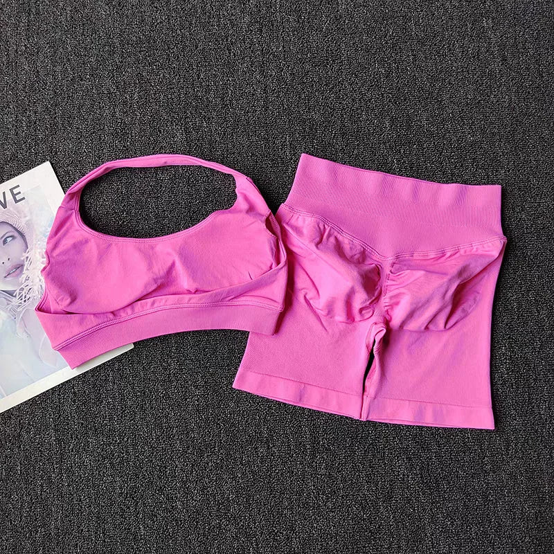 Women's Halter Bra And Shorts Yoga Set For Workout Outfits
