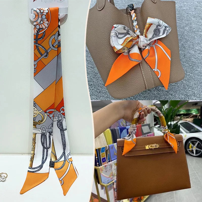 Printed Skinny Scarf for Neck and Bag Handle Styling