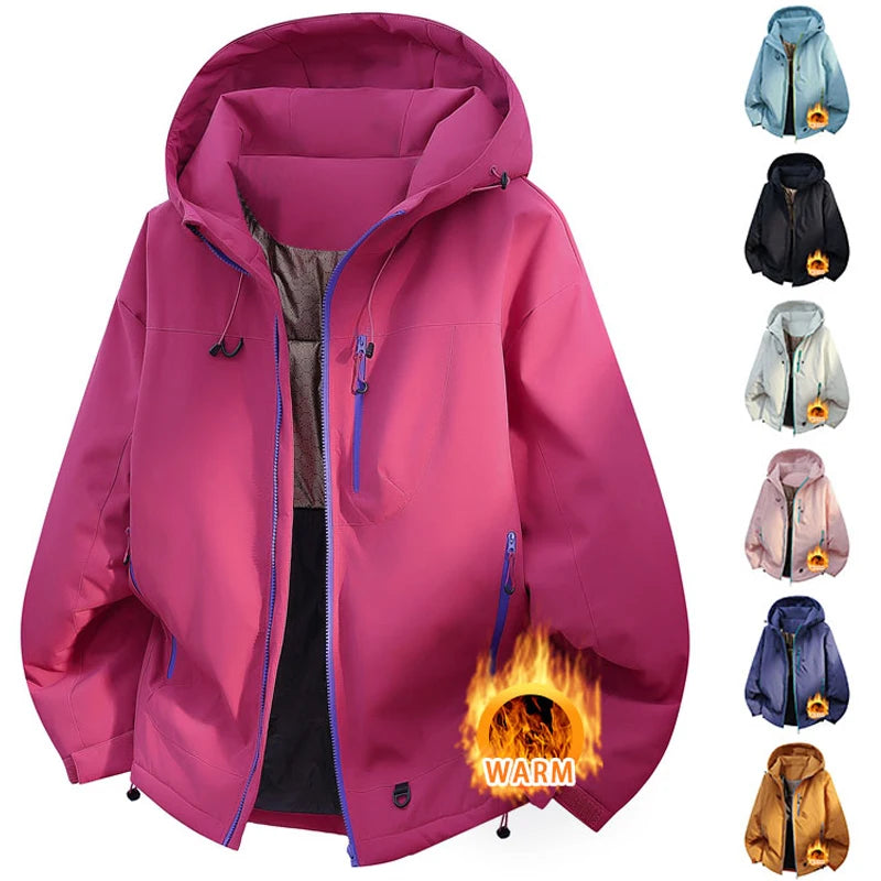 Hooded Long Sleeve Full Zip Outdoor Hiking Jacket with Pockets