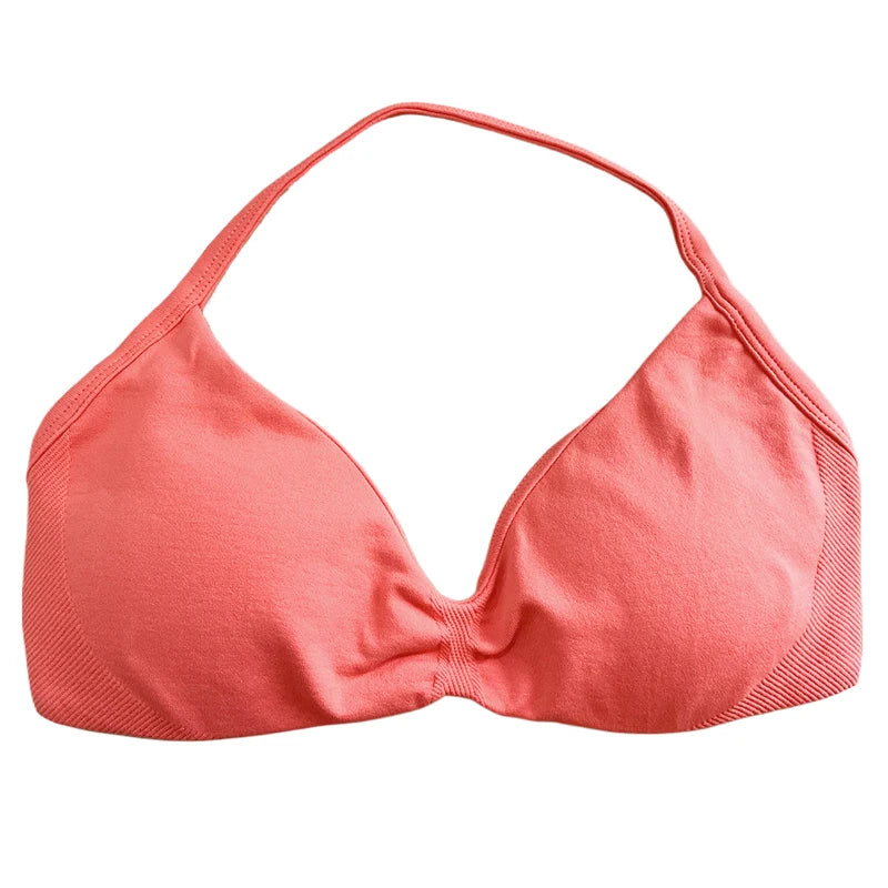 Women's Ruched Halter Neck Sports Bra