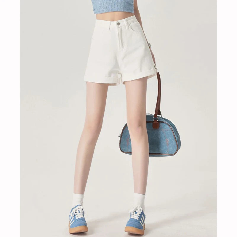 Women's Rolled Hem Denim Casual Denim Shorts For Everyday Outfits