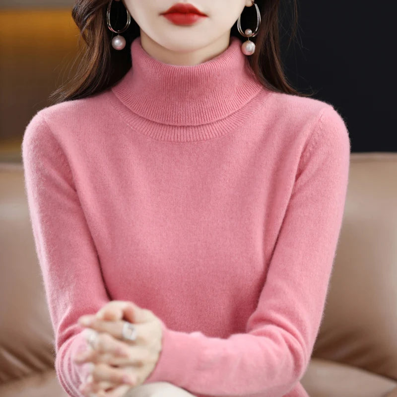 Women's Mock Neck Long Sleeve Sweater Casual Knit Layer