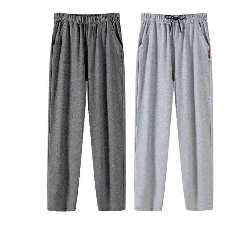 Men's Solid Pocket Elastic Waist Straight Leg Lounge Pajama Pants
