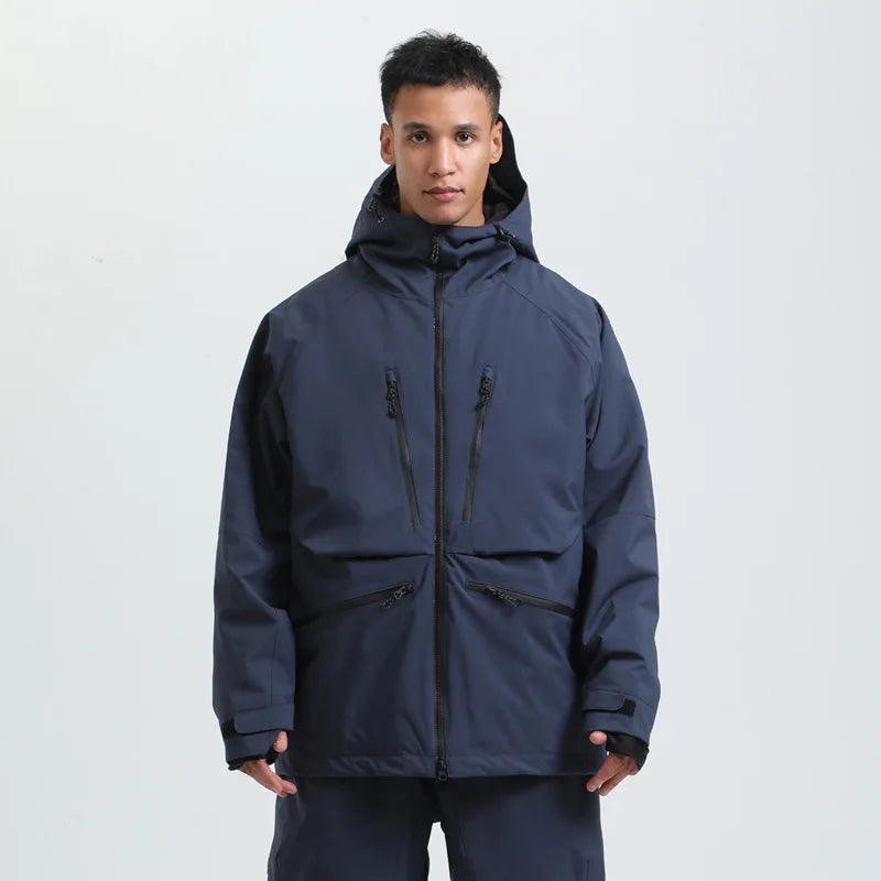 Hooded Long Sleeve Snow Sport Jacket with Front Closure