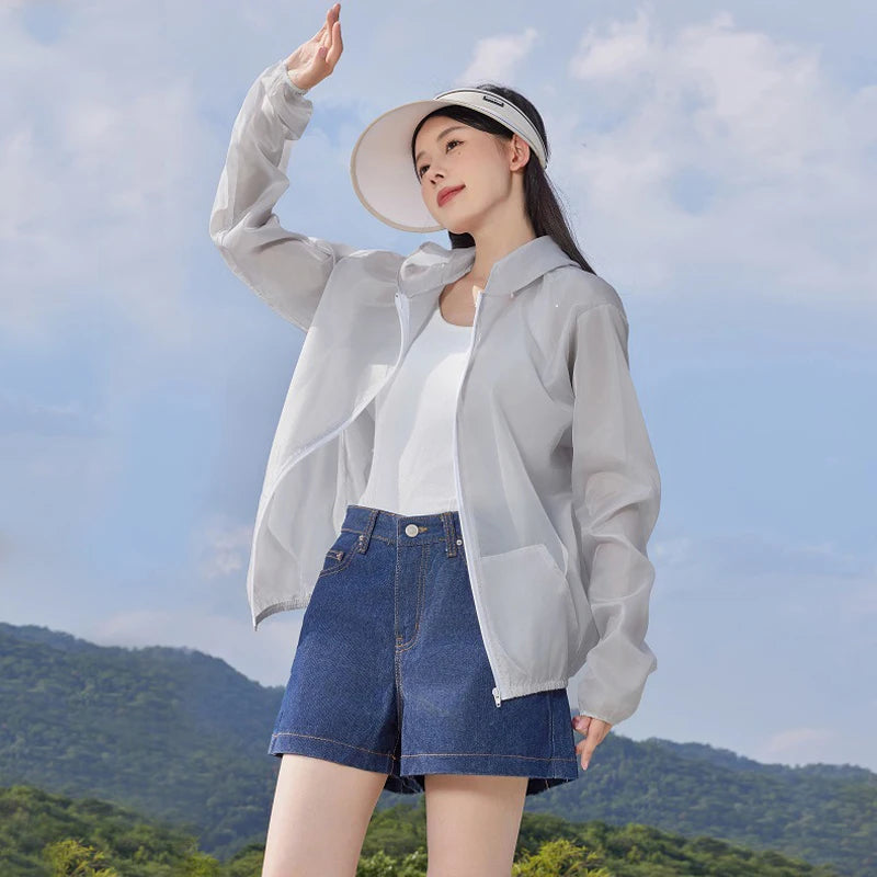 Women's Hooded Long Sleeve Zip Front Jacket For Workout Outfits