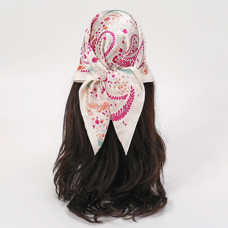 Floral Print Square Scarf for Head and Neck Styling