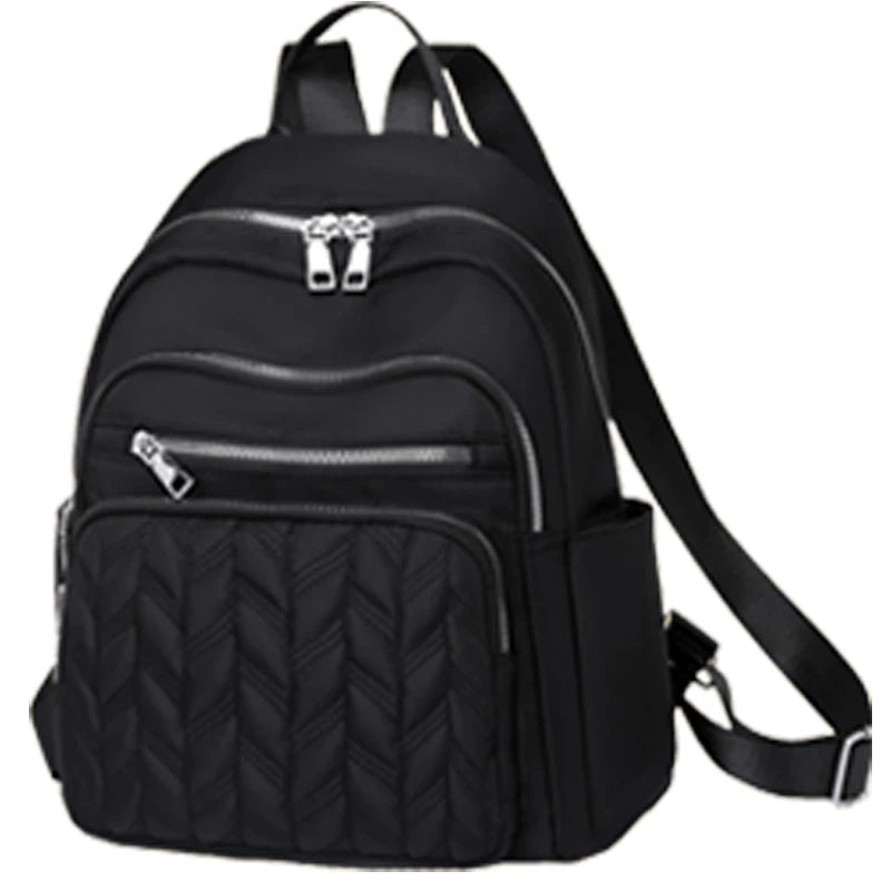 Textured Multi-Pocket Backpack with Front Zippers and Adjustable Shoulder Straps