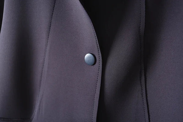 Simple French Fashion Light Luxury Windbreaker Mid Length Autumn Turn Down Collar Single Breasted Air Cotton Jackets Women