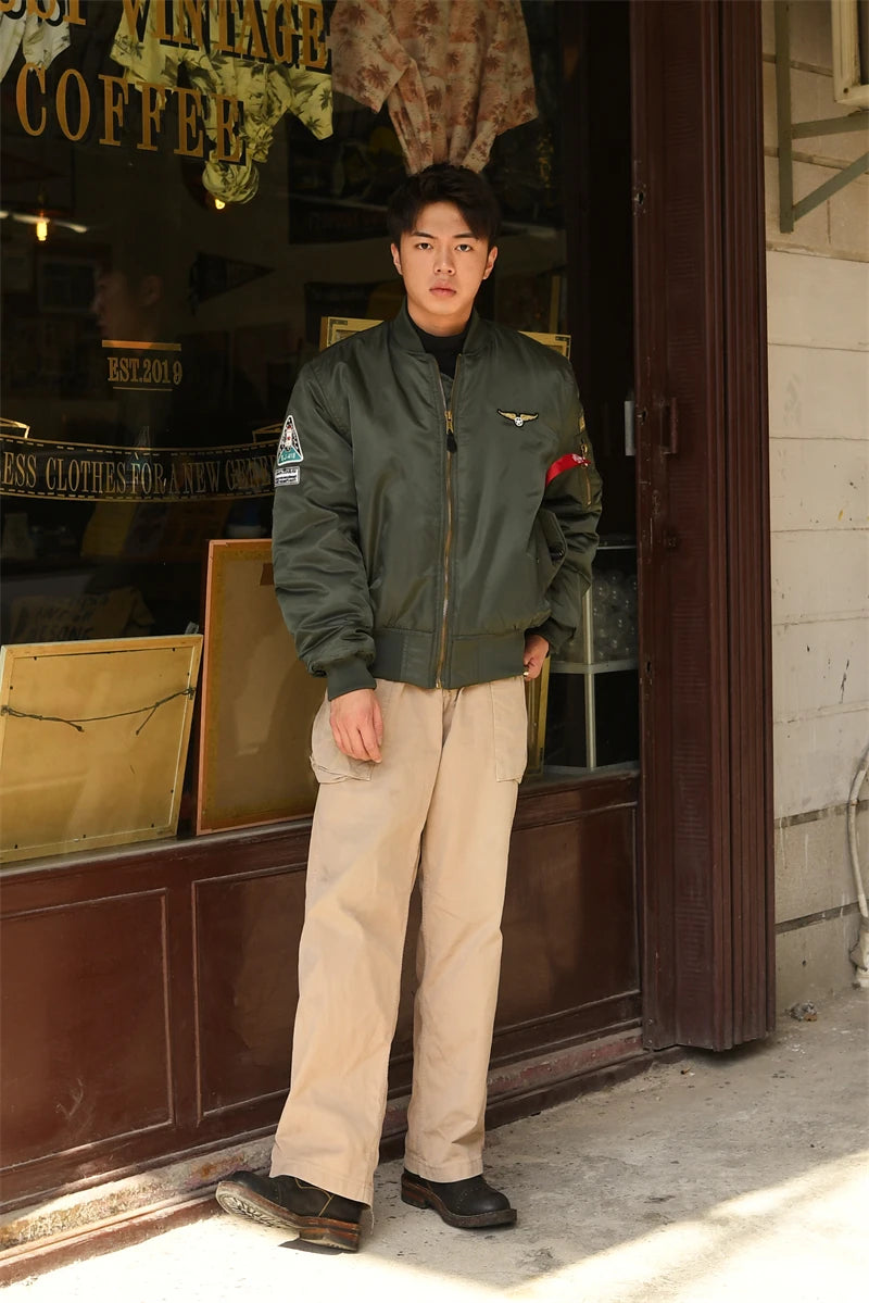 Men's Bomber Jacket Casual Fall Winter Military Jacket and Coats Outwear