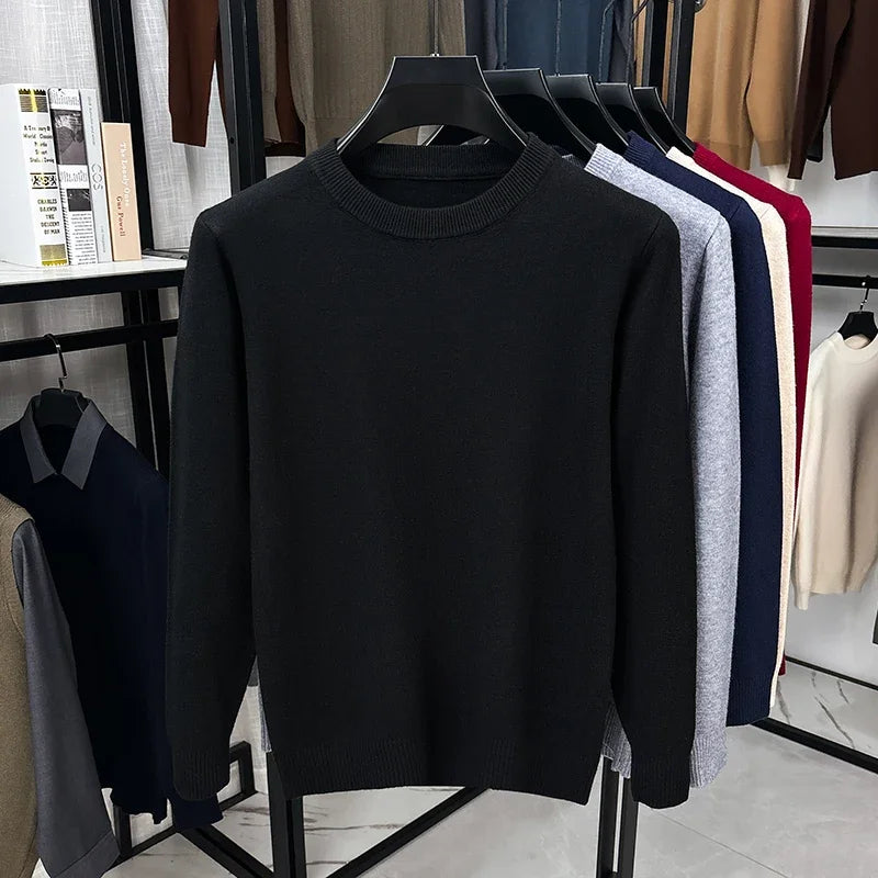 Men's Plain Crew Neck Long Sleeve Knit Sweater