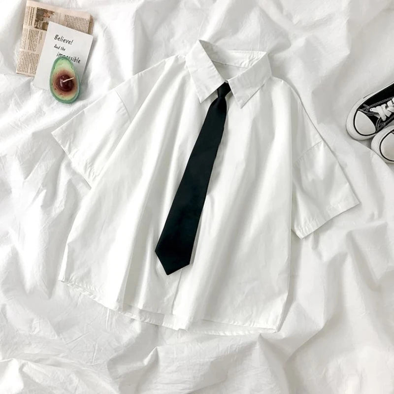 Women's Collared Half Sleeve Shirt with Tie and Bottom Options