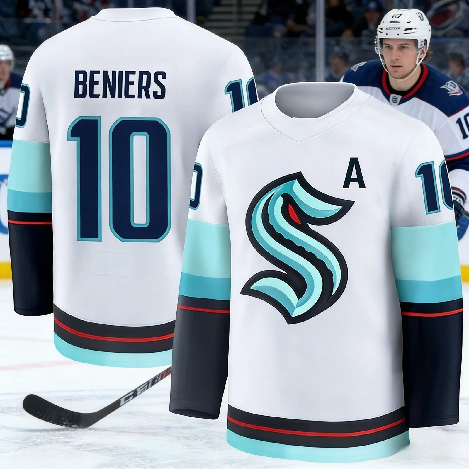 Long Sleeve Ice Hockey Sports Jersey with Contrast Stripe Design