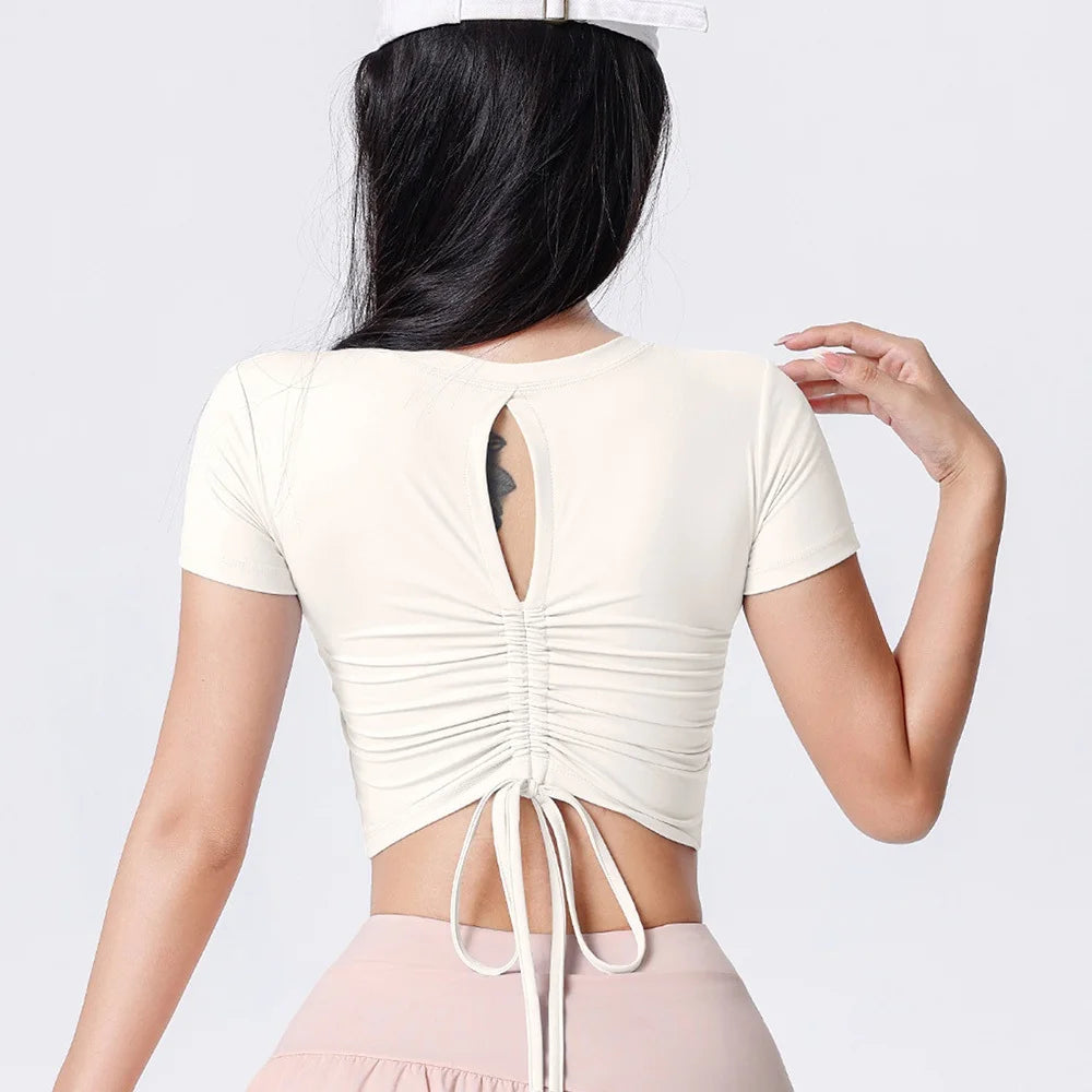 Women's Tie-Back Long-Sleeve Workout Crop Top