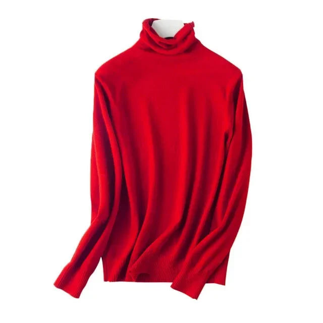 Women's Draped Roll Neck Fine Knit Sweater Casual Knit Layer