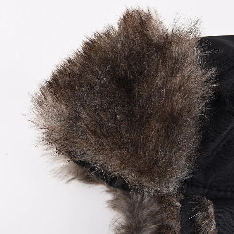 Trapper Hat with Ear Flaps and Plush Trim