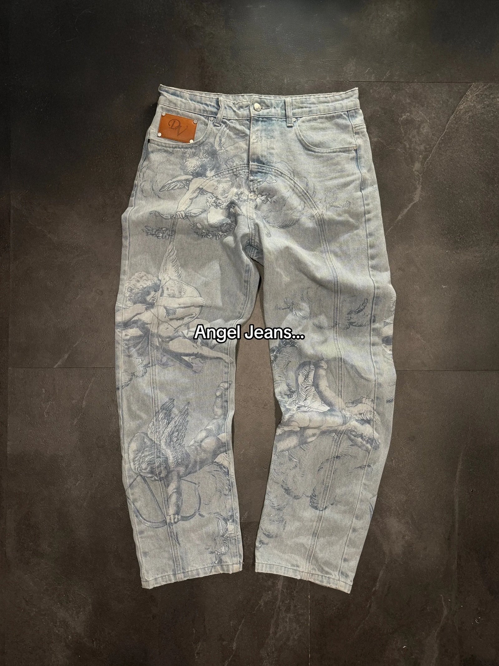 Women's Statue Graphic Straight Leg Denim Jeans For Everyday Outfits