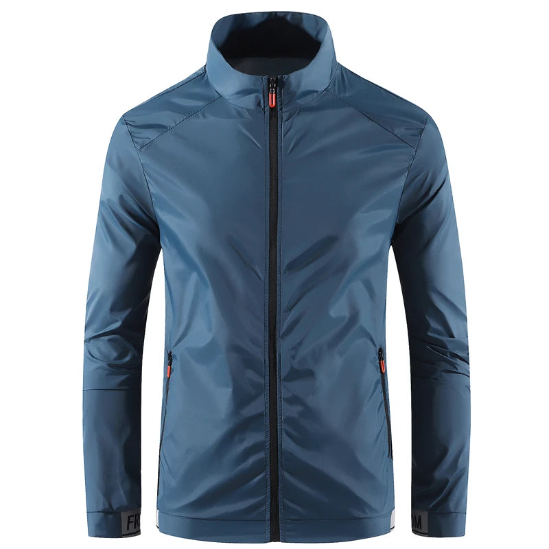 Collared Long Sleeve Full Zip Outdoor Hiking Jacket with Pockets