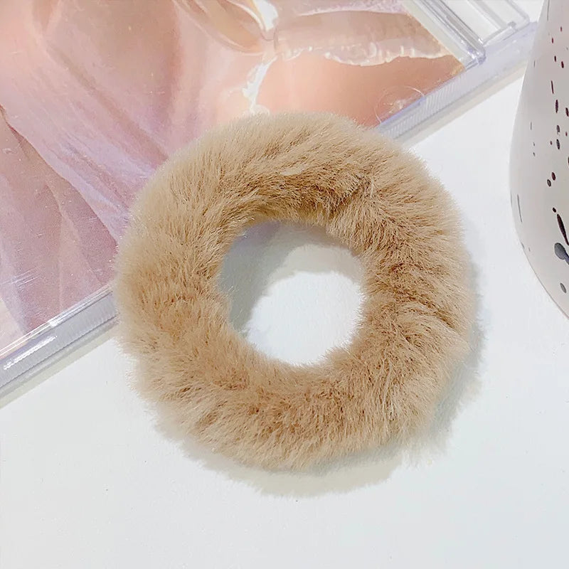 Fluffy Faux Fur Scrunchie Hair Band with Thick and Thin Options