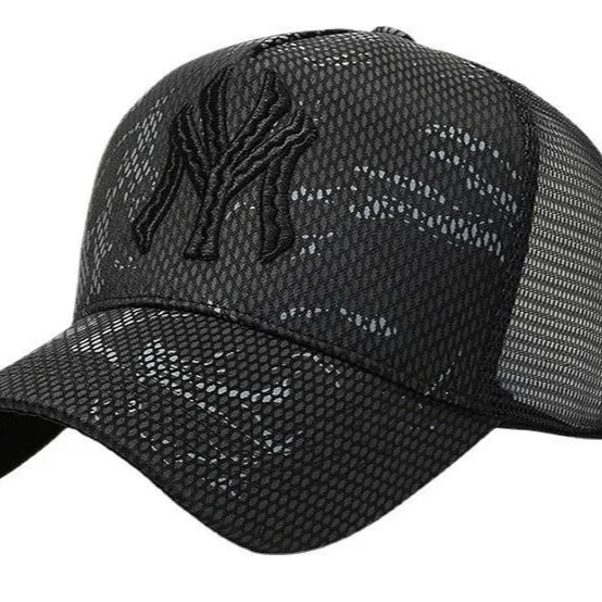 Mesh Baseball Cap with Embroidered Letter Front Design