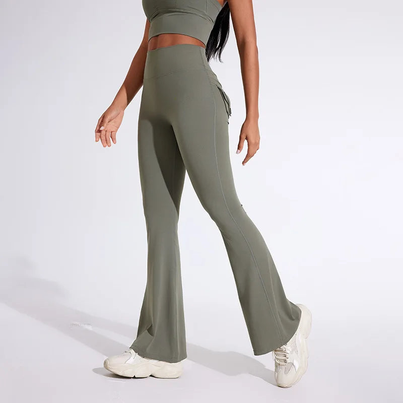 Women's Back Pocket Flared Leggings For Workout Outfits