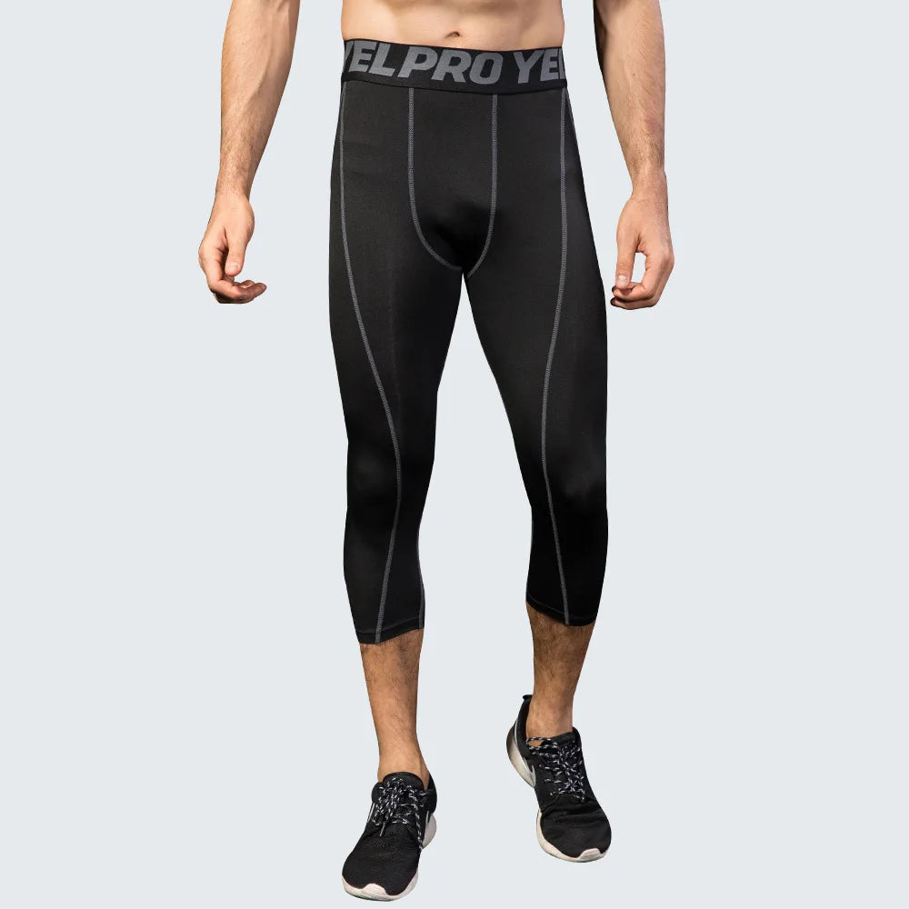 Men's Cropped Training Leggings for Gym and Running