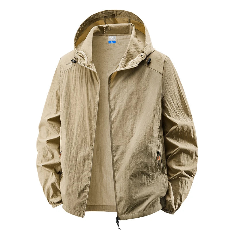 Hooded Long Sleeve Full Zip Outdoor Hiking Jacket with Pockets