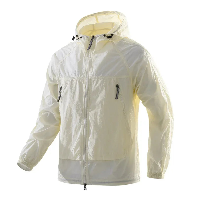 Hooded Long Sleeve Full Zip Outdoor Hiking Jacket with Pockets