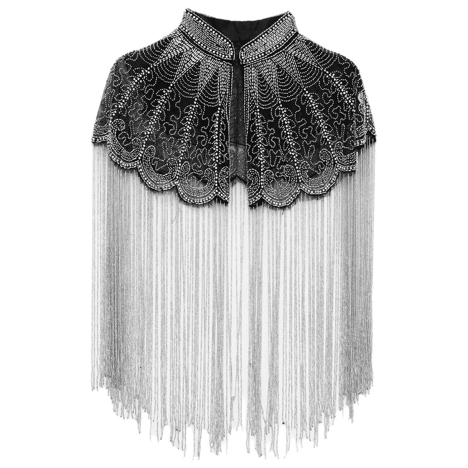 Beaded Long Fringe Cape for Layering over Outfits