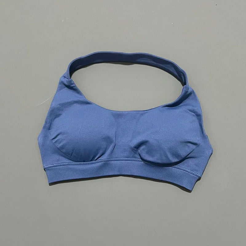 Women's Ruched Halter Neck Sports Bra