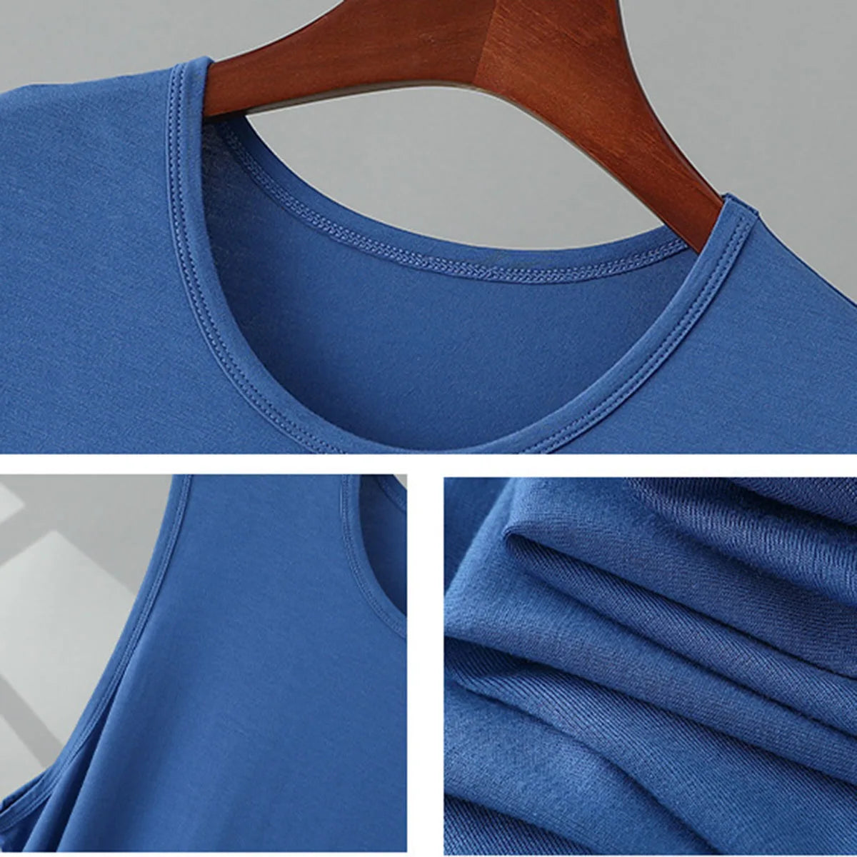 Men's Sleeveless Round Neck Lounge Nightdress with Straight Silhouette