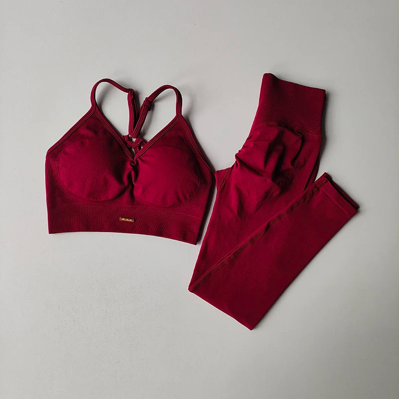 Women's Thin Strap Bra And Leggings Yoga Set