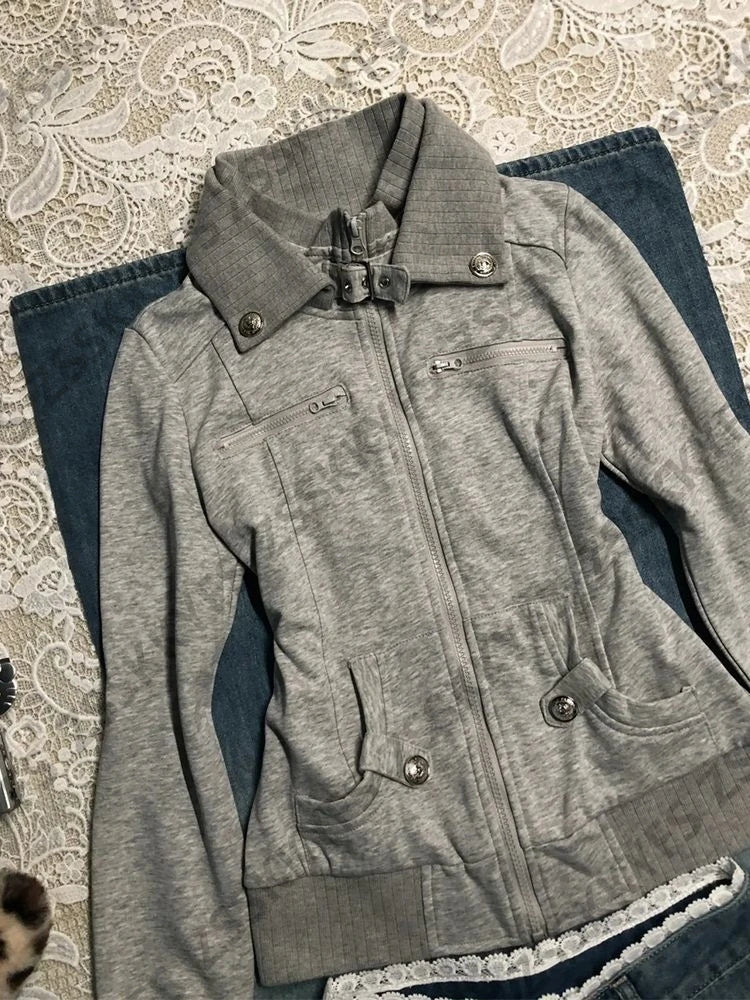 Long Sleeve Casual Front Closure Streetwear Jacket for Layering