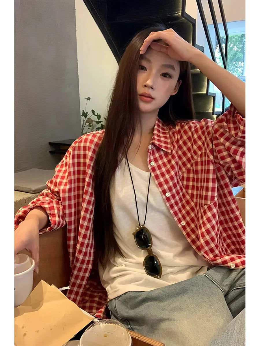 Women's Checked Relaxed Button Front Shirt