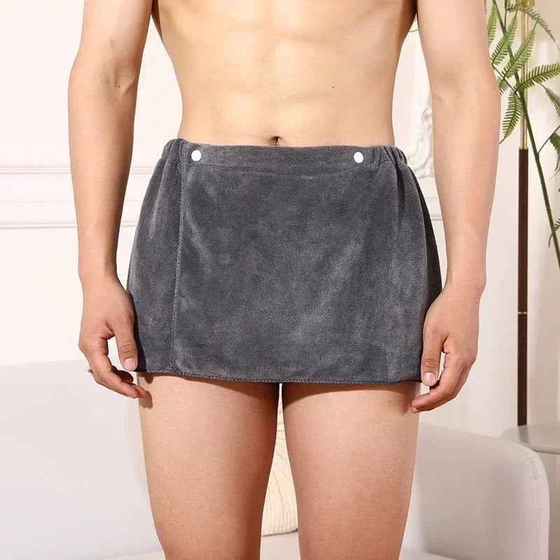 Men's Towel Texture Short Wrap Around Lounge Bath Skirt