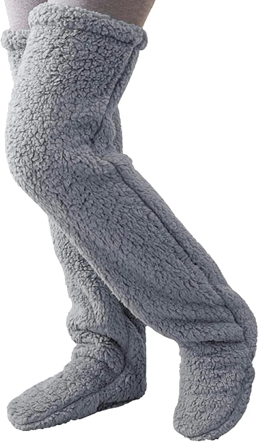 Plush Thigh High Socks with Long Footed Shape