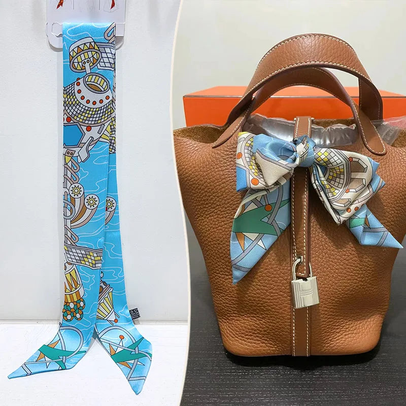 Printed Skinny Scarf for Neck and Bag Handle Styling