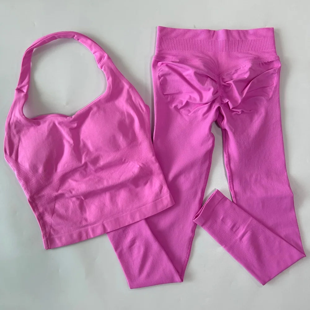 Women's Longline Tank And Shorts Yoga Set For Workout Outfits