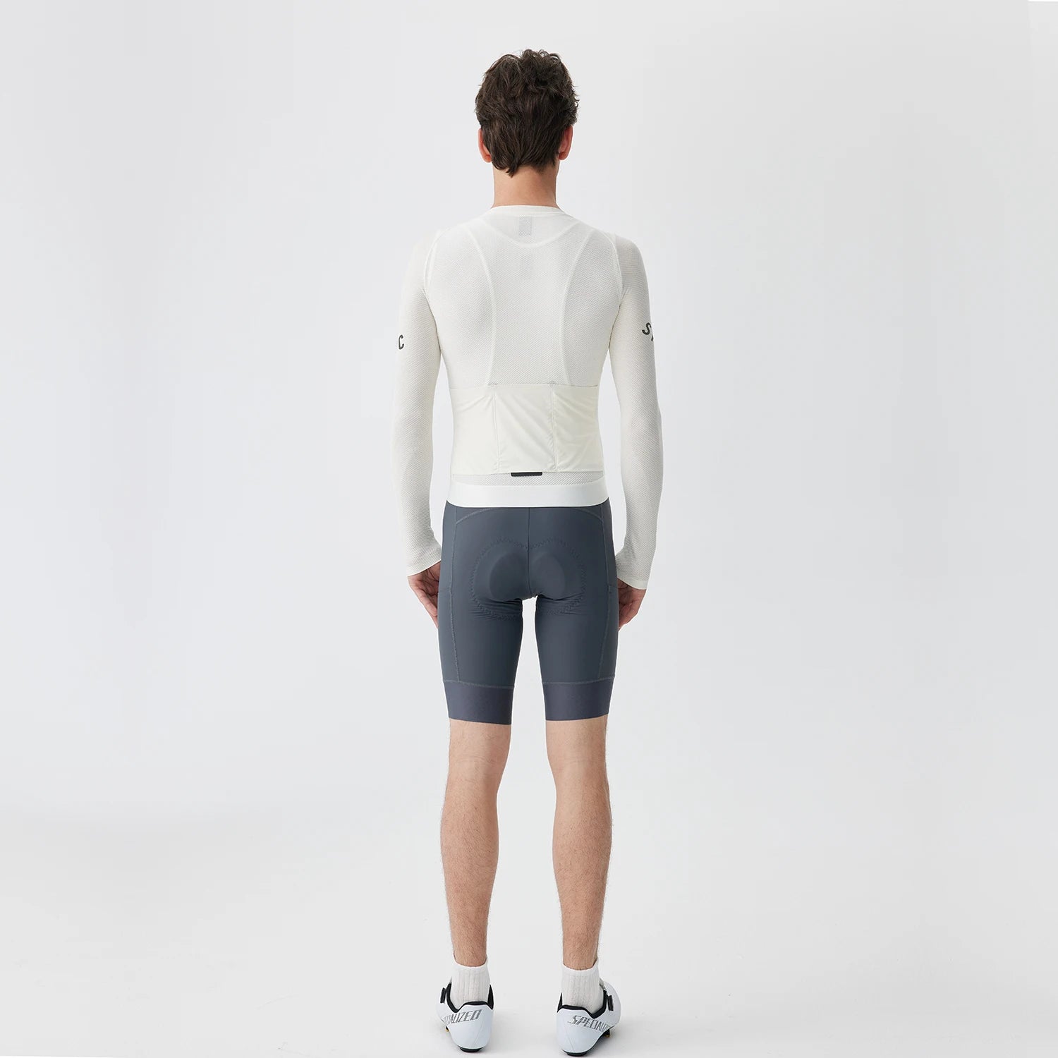 Men's Long Sleeve Full-Zip Cycling Jersey with Rear Storage Pockets