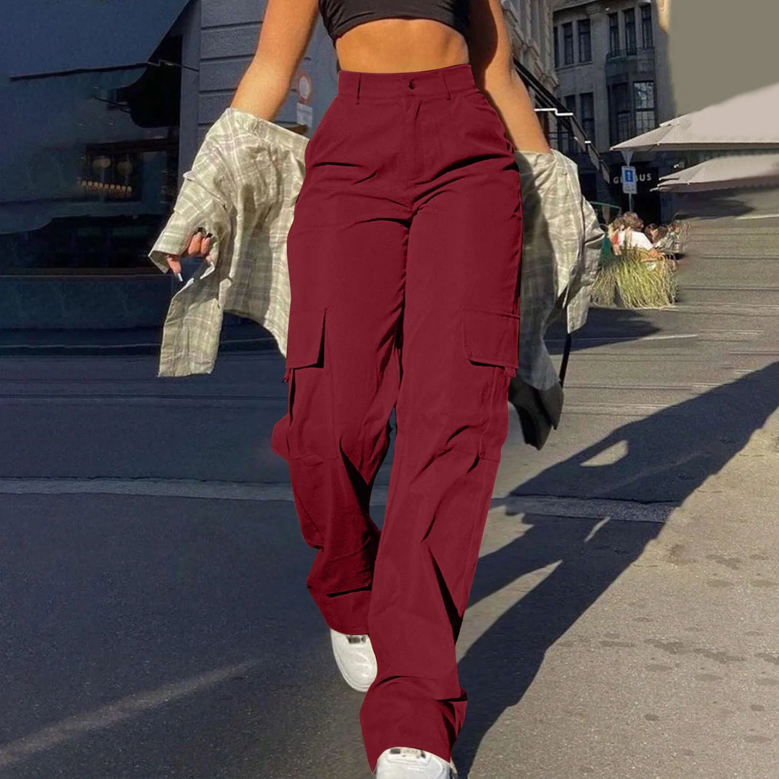Women's Cargo Pants with Relaxed Legs and Large Side Pockets