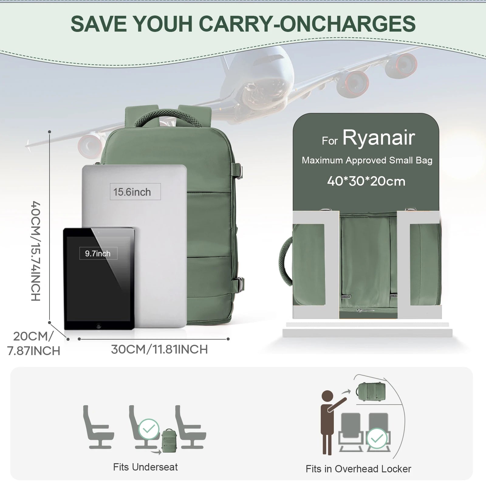 Rectangular Travel Backpack with Front Opening and Shoulder Straps