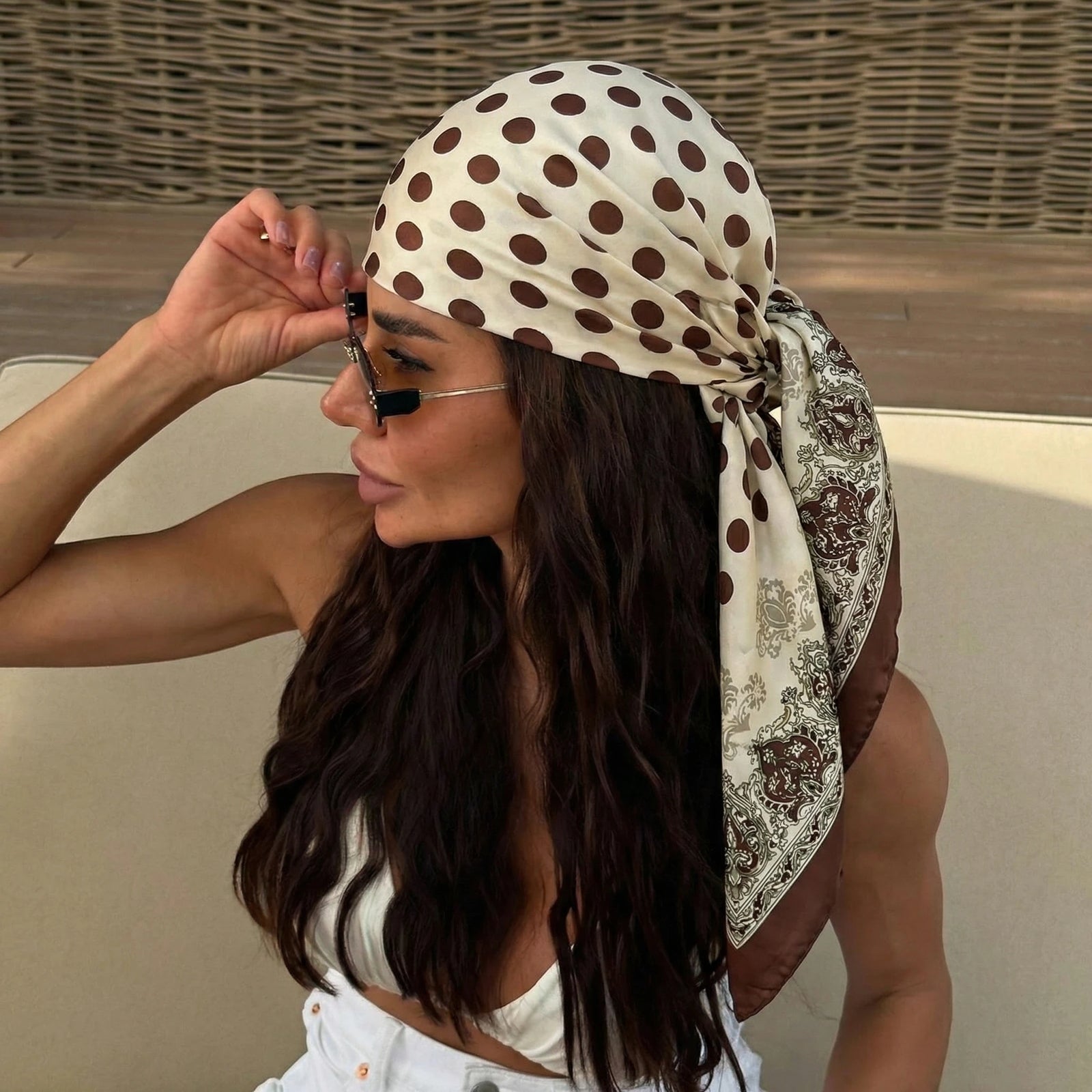 Polka Dot Square Scarf for Hair and Neck Styling