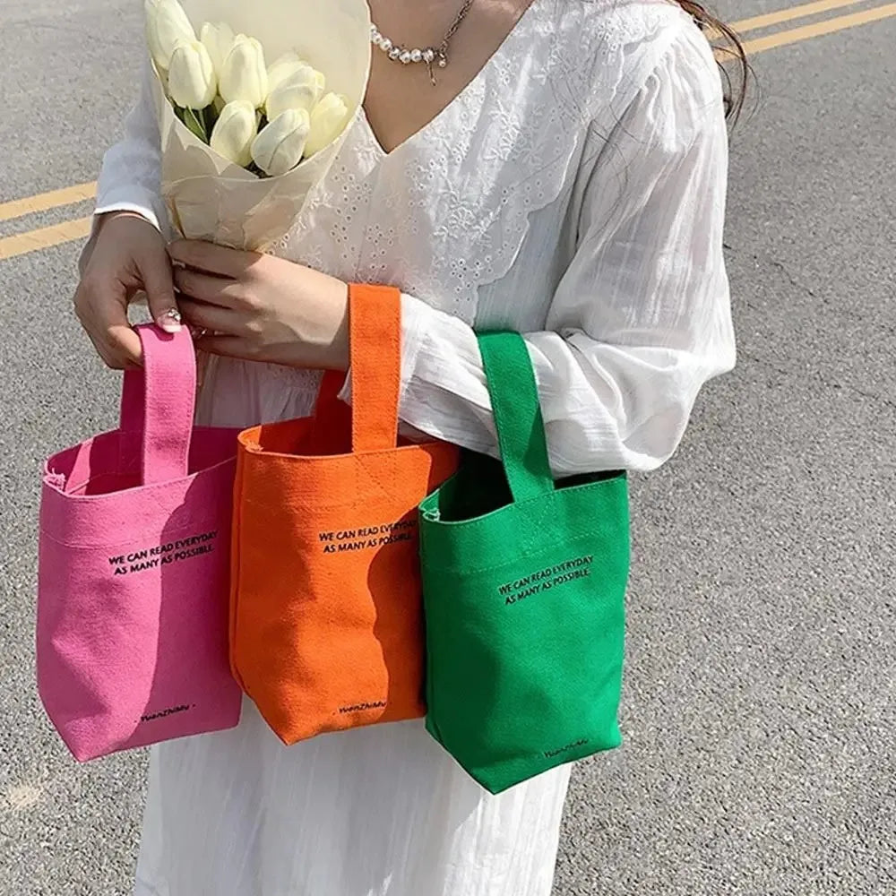 Solid Mini Tote Bag with Wide Single Carry Handle