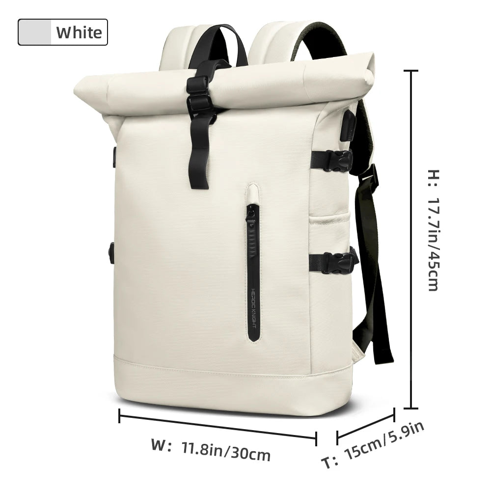 Roll-Top Laptop Backpack with Buckle Closure and Contrasting Panel Options