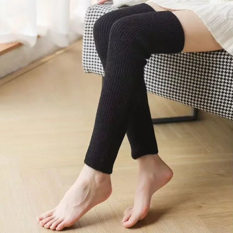 Solid Knit Calf Leg Warmers with Slouchy Shape