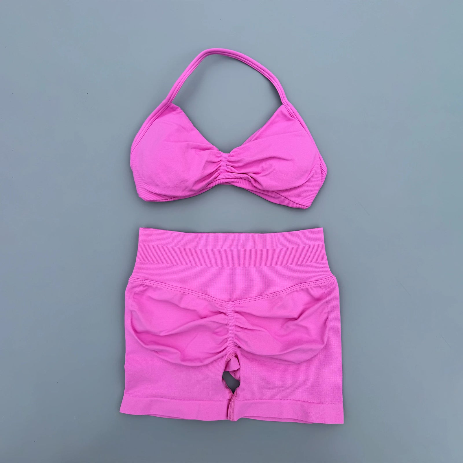 Women's Twist Front Bra And Shorts Yoga Set